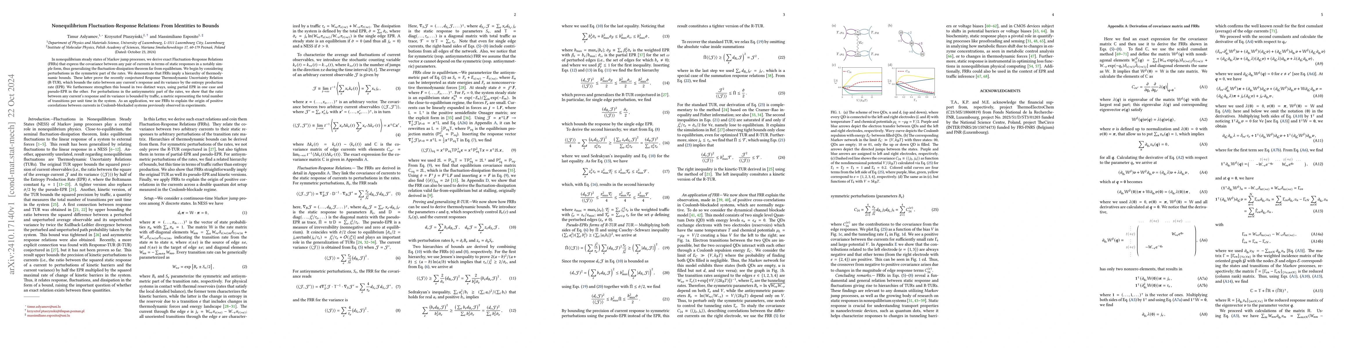 Thumbnail for Nonequilibrium Fluctuation-Response Relations: From Identities to Bounds