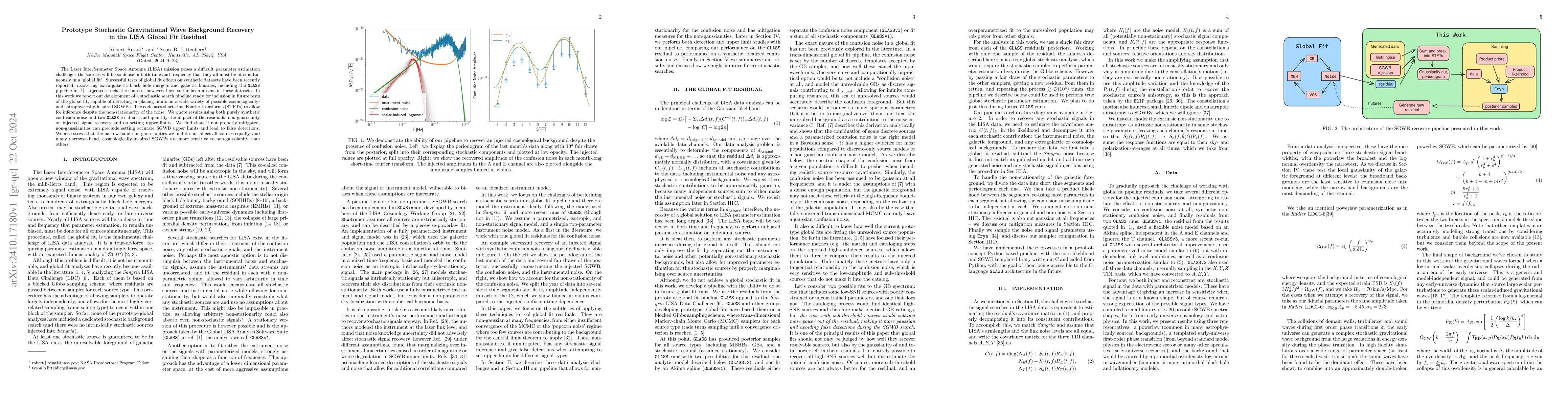 Thumbnail for Prototype Stochastic Gravitational Wave Background Recovery in the LISA
  Global Fit Residual