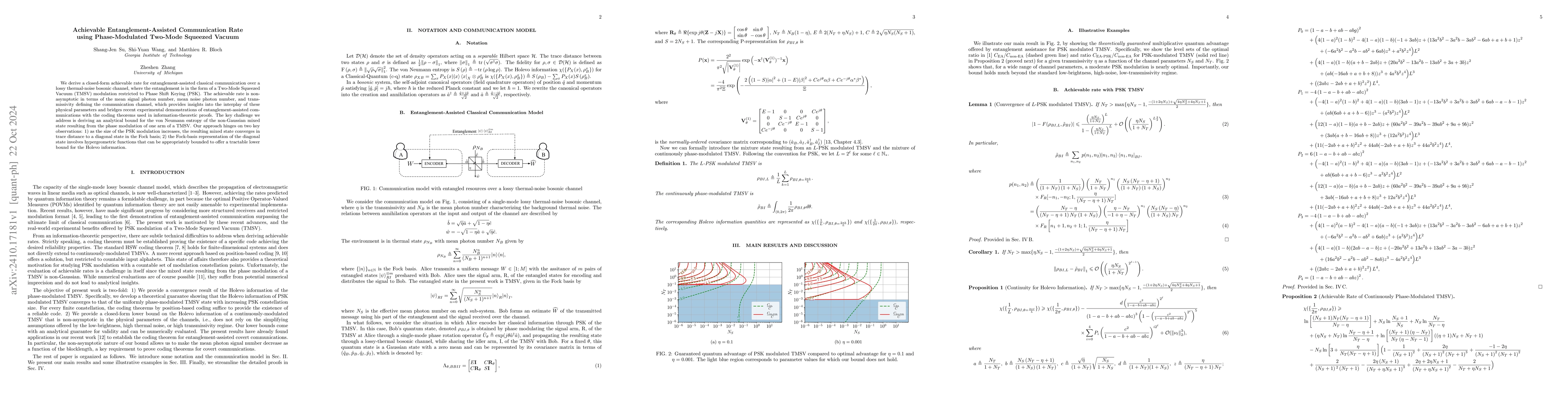 Thumbnail for Achievable Entanglement-Assisted Communication Rate using
  Phase-Modulated Two-Mode Squeezed Vacuum