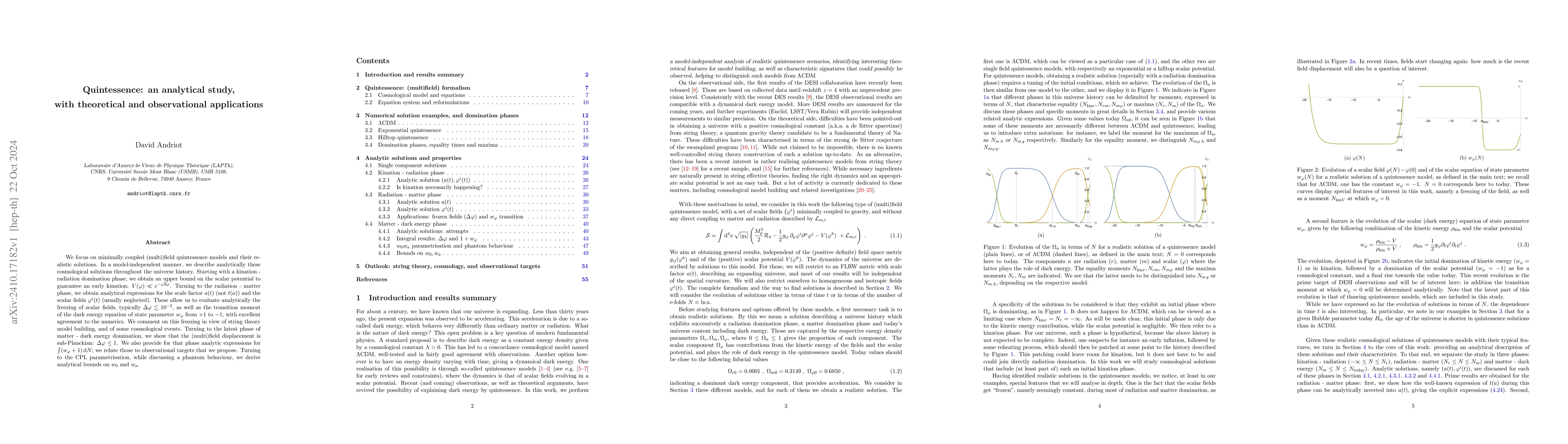 Thumbnail for Quintessence: an analytical study, with theoretical and observational
  applications
