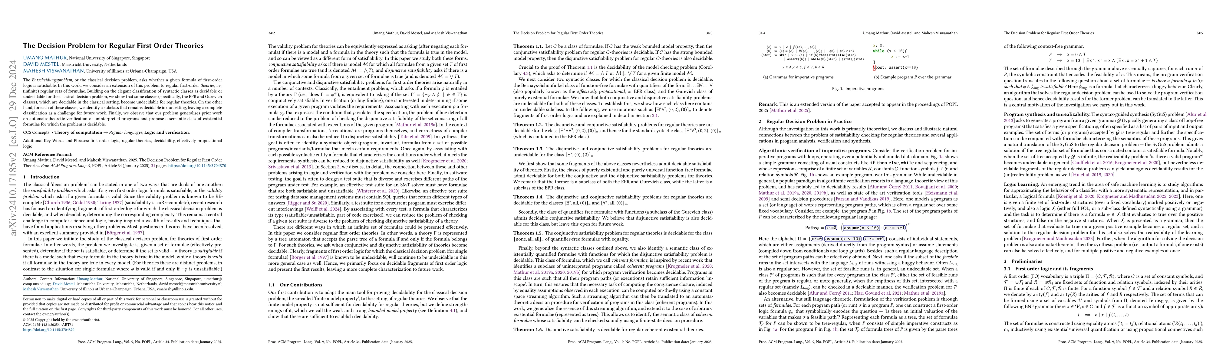 Thumbnail for The Decision Problem for Regular First-Order Theories