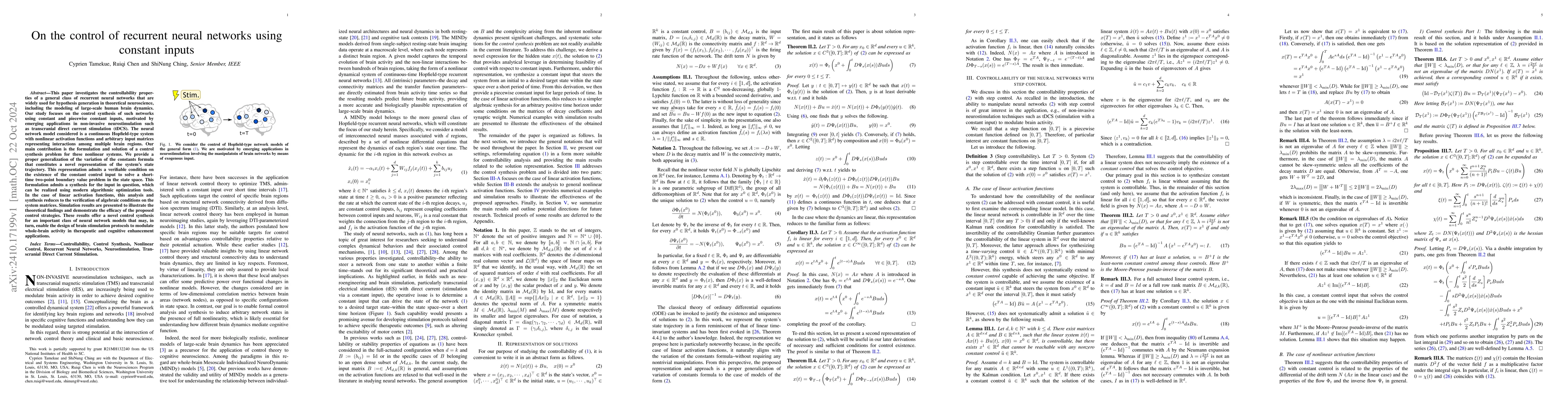 Thumbnail for On the control of recurrent neural networks using constant inputs