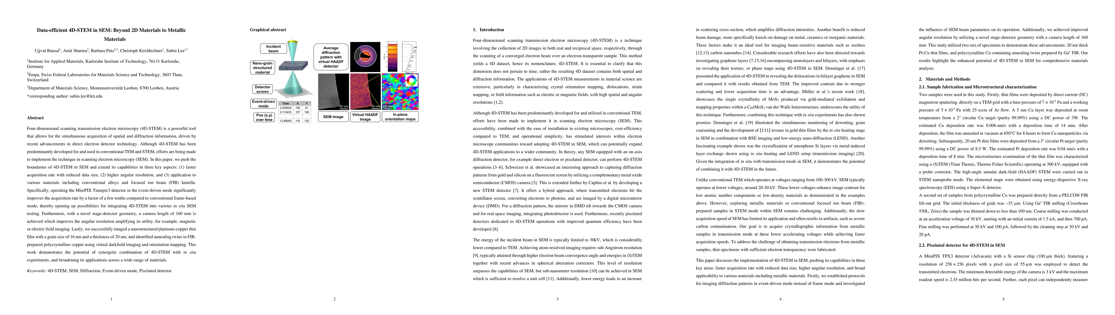 Thumbnail for Data-efficient 4D-STEM in SEM: Beyond 2D Materials to Metallic Materials
