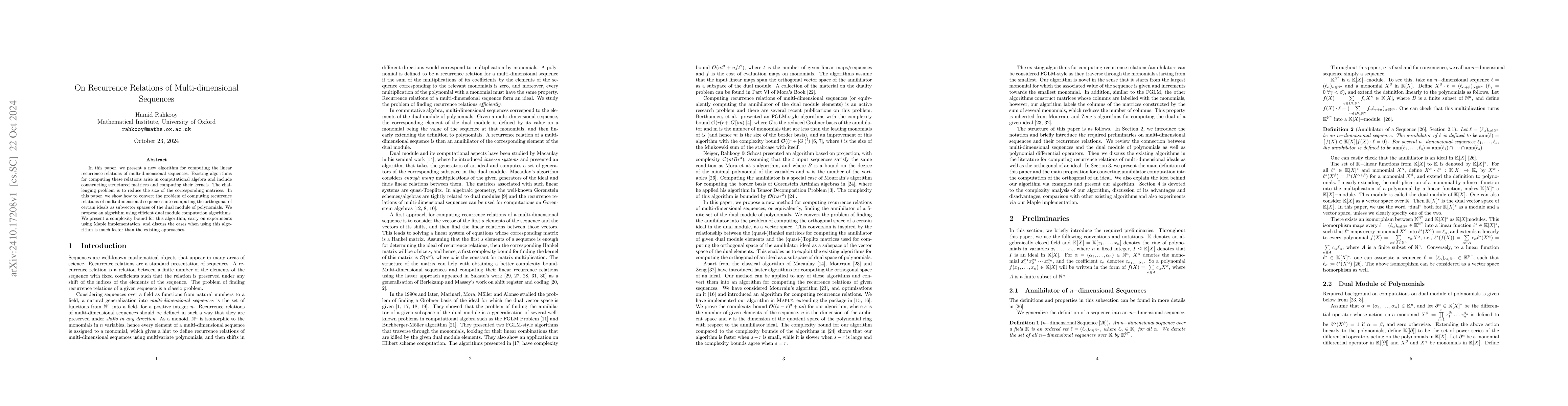 Thumbnail for On Recurrence Relations of Multi-dimensional Sequences