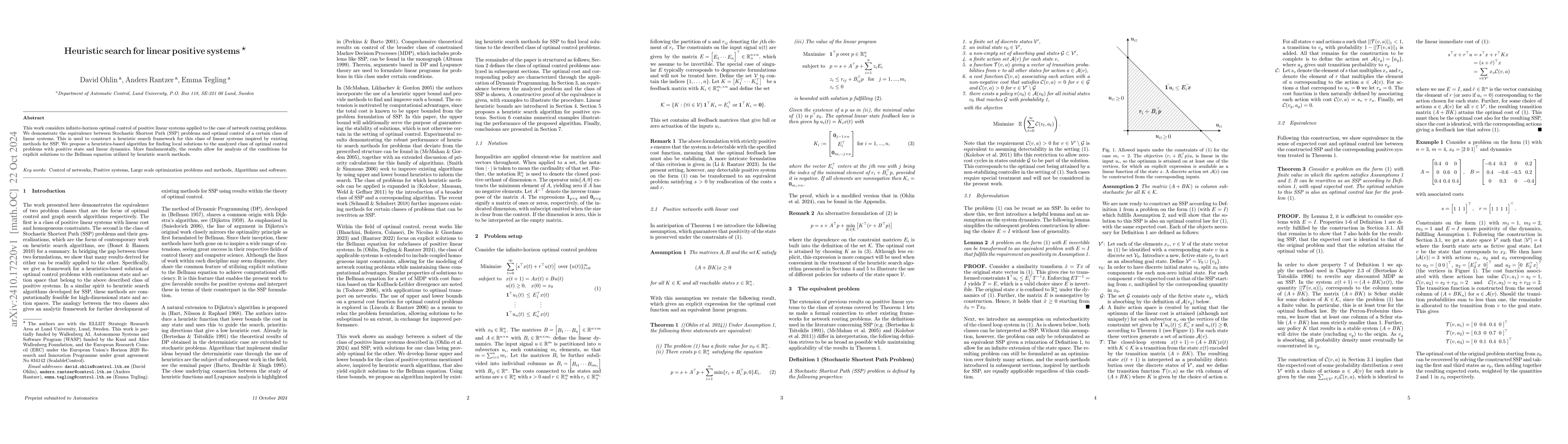 Thumbnail for Heuristic Search for Linear Positive Systems