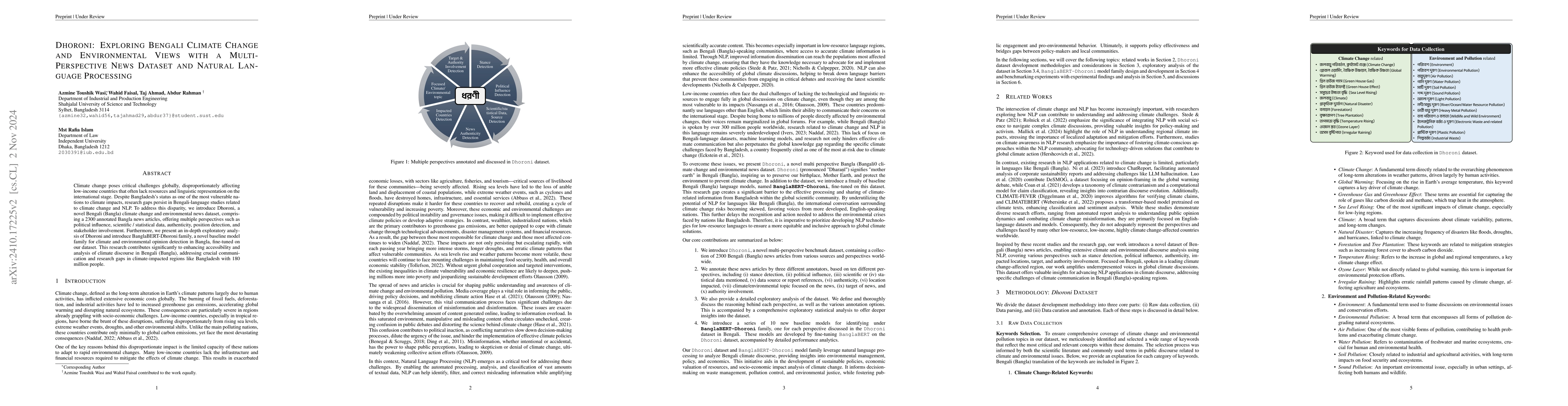 Thumbnail for Dhoroni: Exploring Bengali Climate Change and Environmental Views with a
  Multi-Perspective News Dataset and Natural Language Processing
