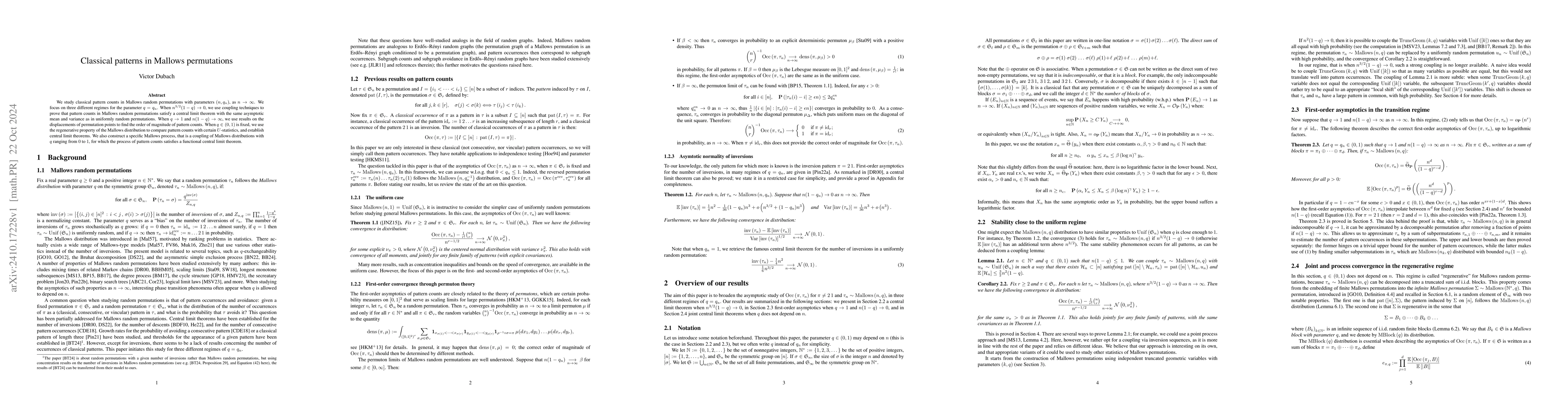 Thumbnail for Classical patterns in Mallows permutations