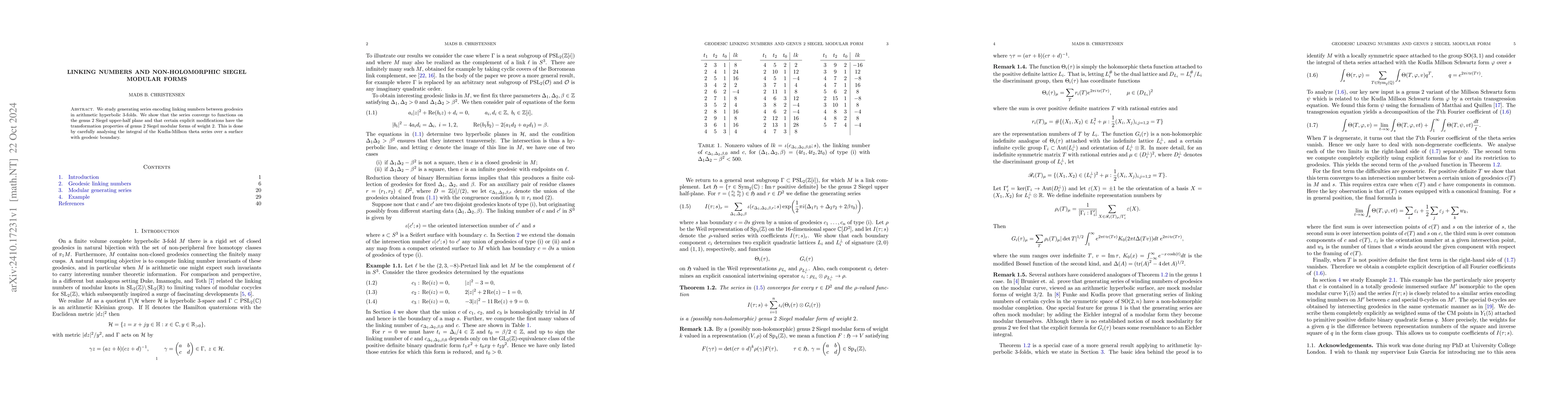 Thumbnail for Linking numbers and non-holomorphic Siegel modular forms