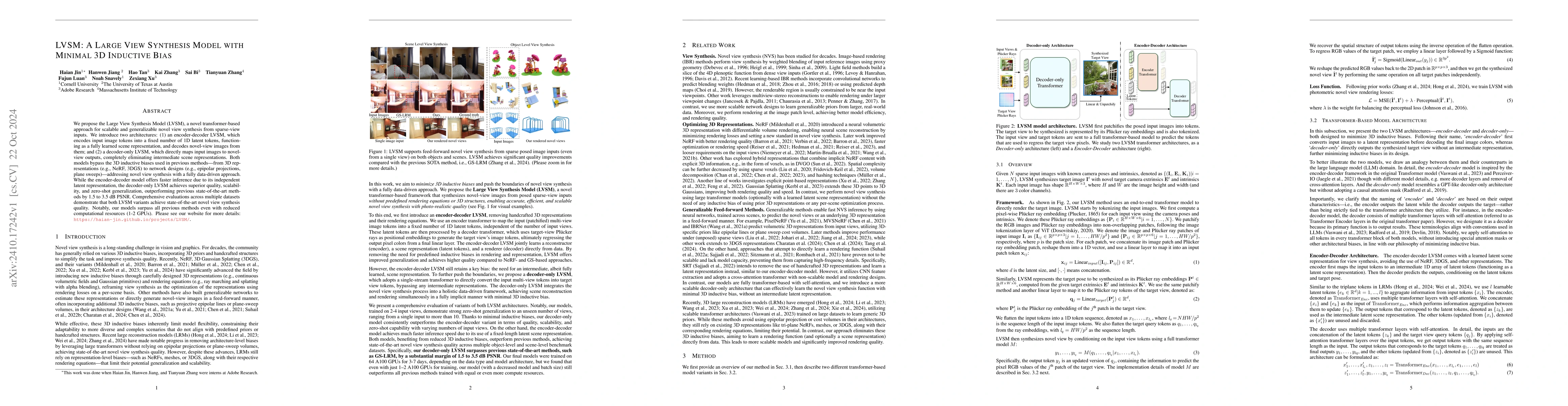 Thumbnail for LVSM: A Large View Synthesis Model with Minimal 3D Inductive Bias