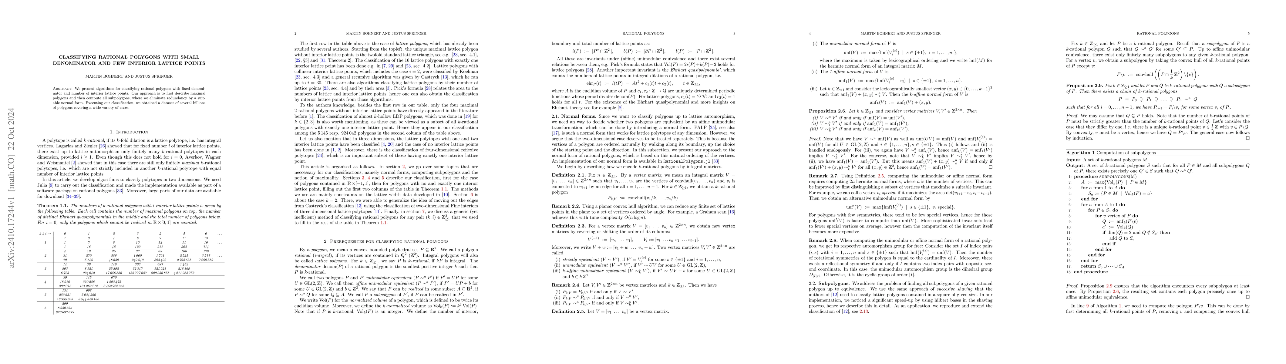 Thumbnail for Classifying rational polygons with small denominator and few interior
  lattice points