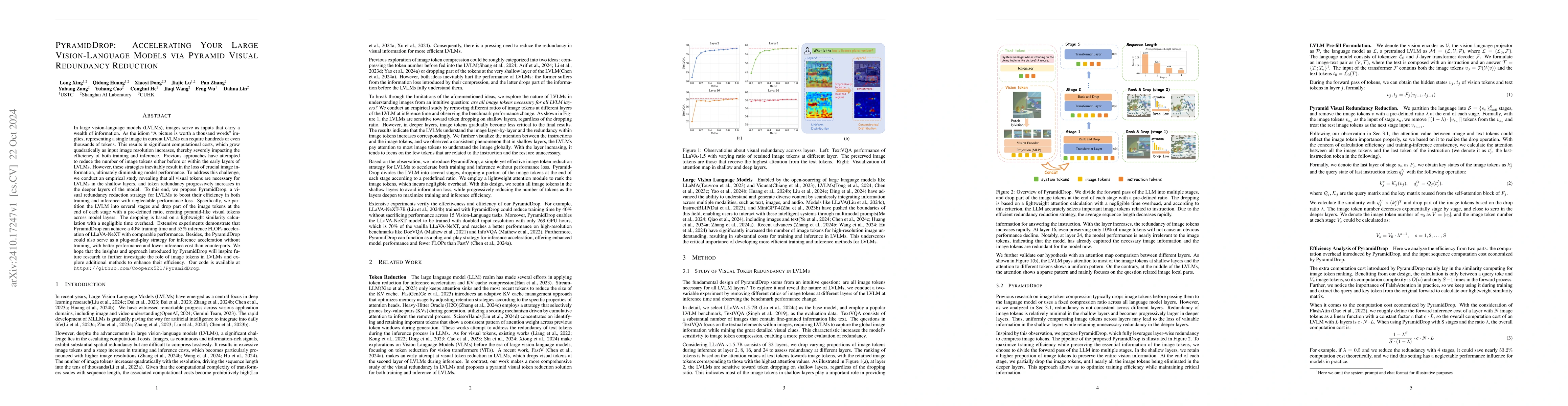Thumbnail for PyramidDrop: Accelerating Your Large Vision-Language Models via Pyramid
  Visual Redundancy Reduction