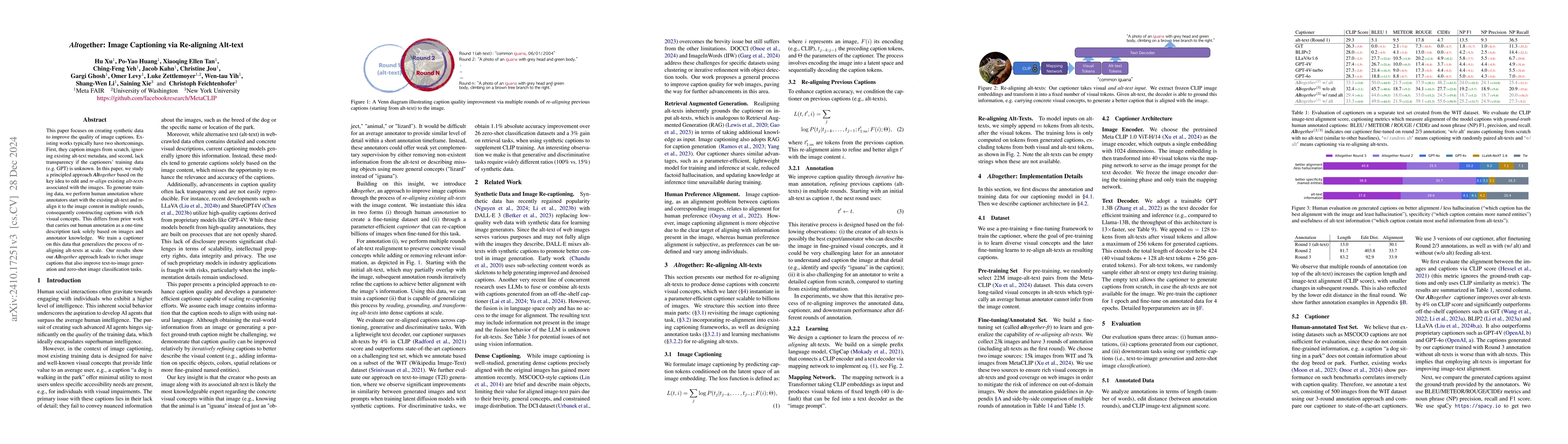 Thumbnail for Altogether: Image Captioning via Re-aligning Alt-text