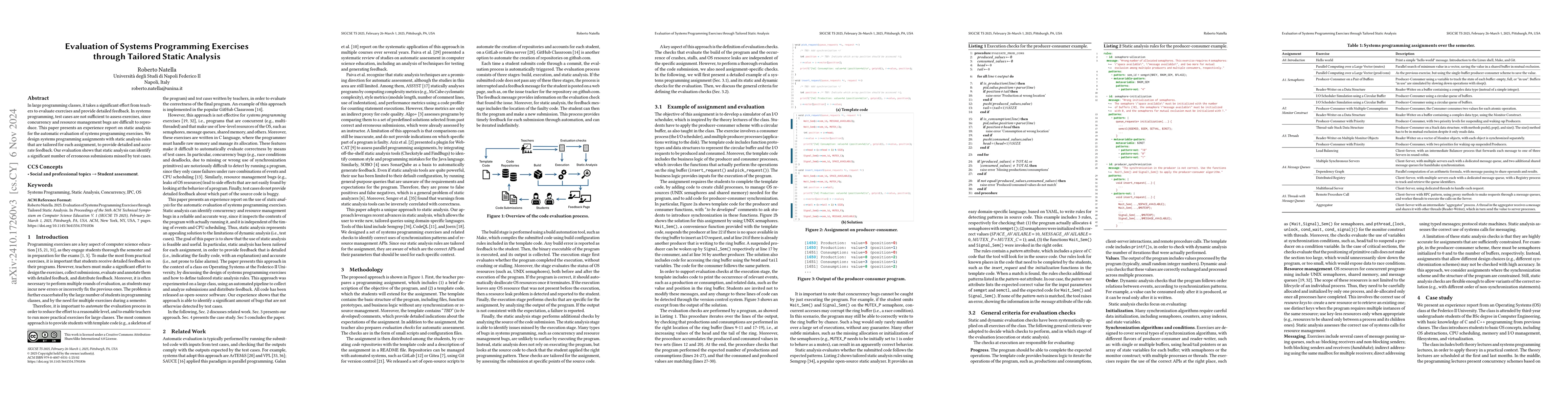 Thumbnail for Evaluation of Systems Programming Exercises through Tailored Static
  Analysis