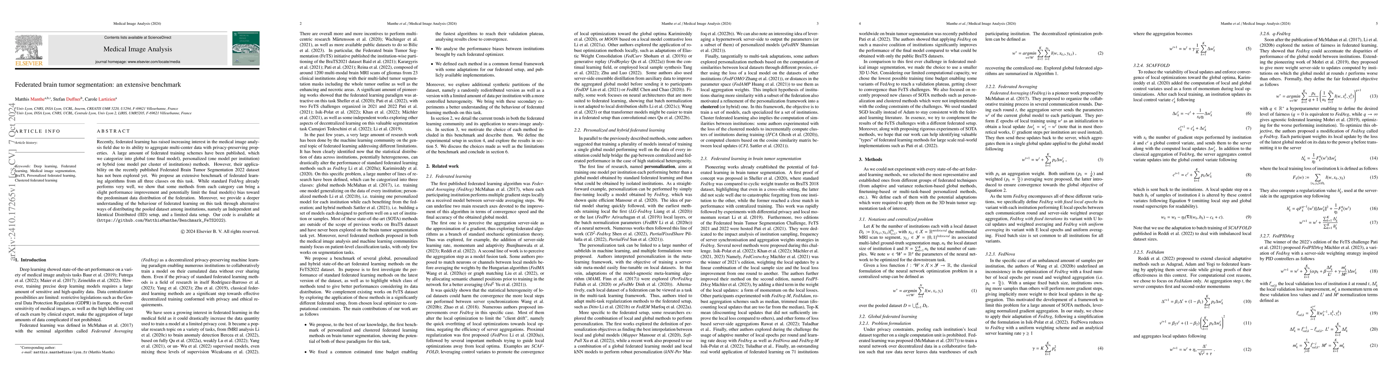 Thumbnail for Federated brain tumor segmentation: an extensive benchmark