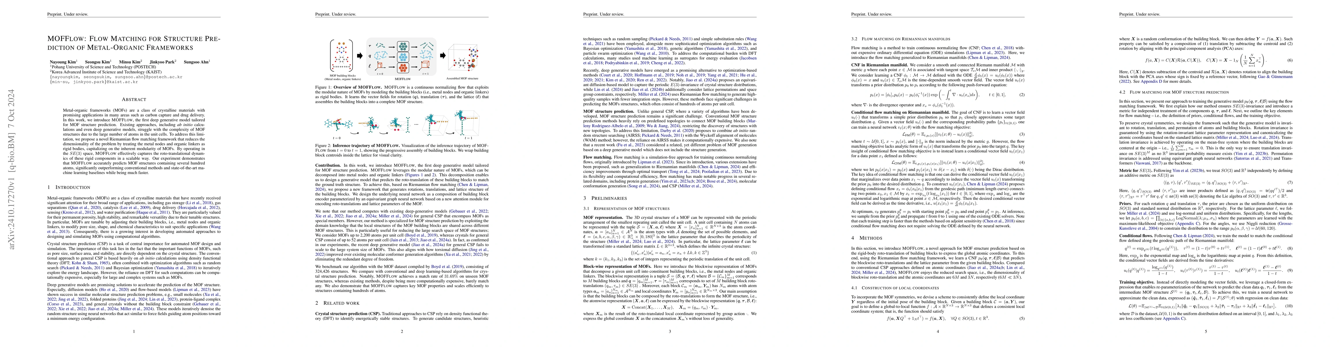 Thumbnail for MOFFlow: Flow Matching for Structure Prediction of Metal-Organic
  Frameworks