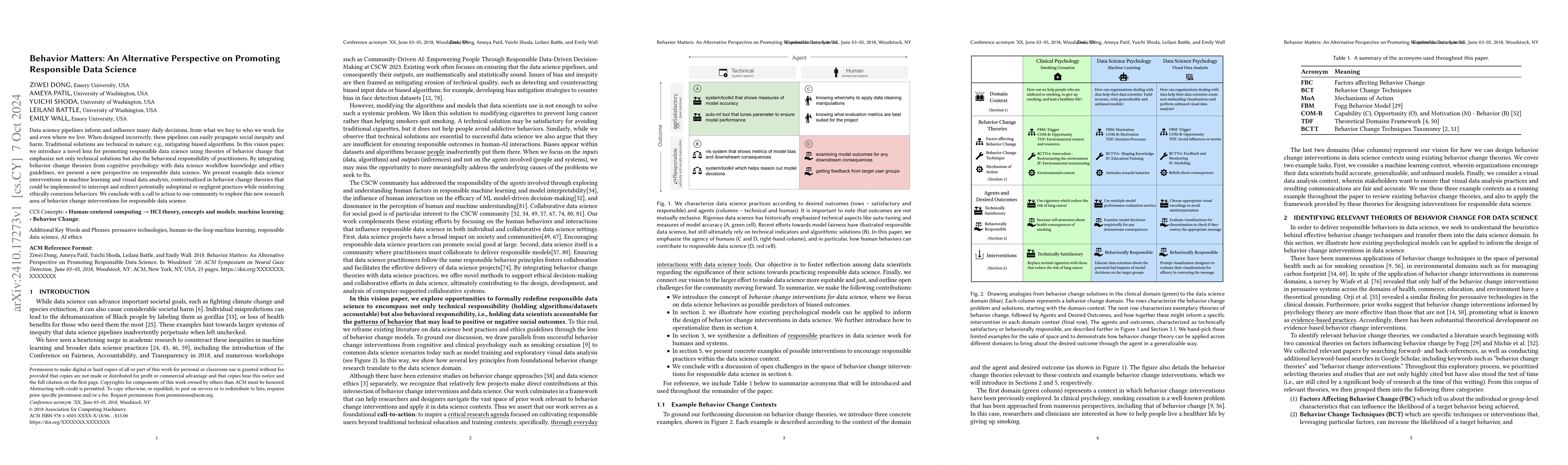 Thumbnail for Behavior Matters: An Alternative Perspective on Promoting Responsible
  Data Science