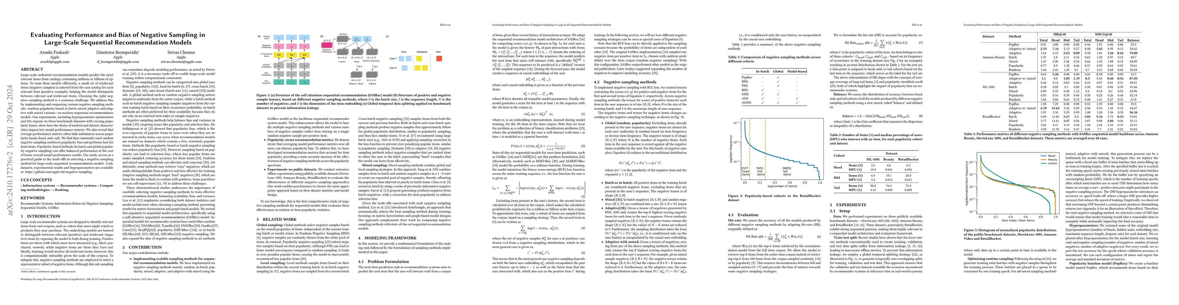 Thumbnail for Evaluating Performance and Bias of Negative Sampling in Large-Scale
  Sequential Recommendation Models