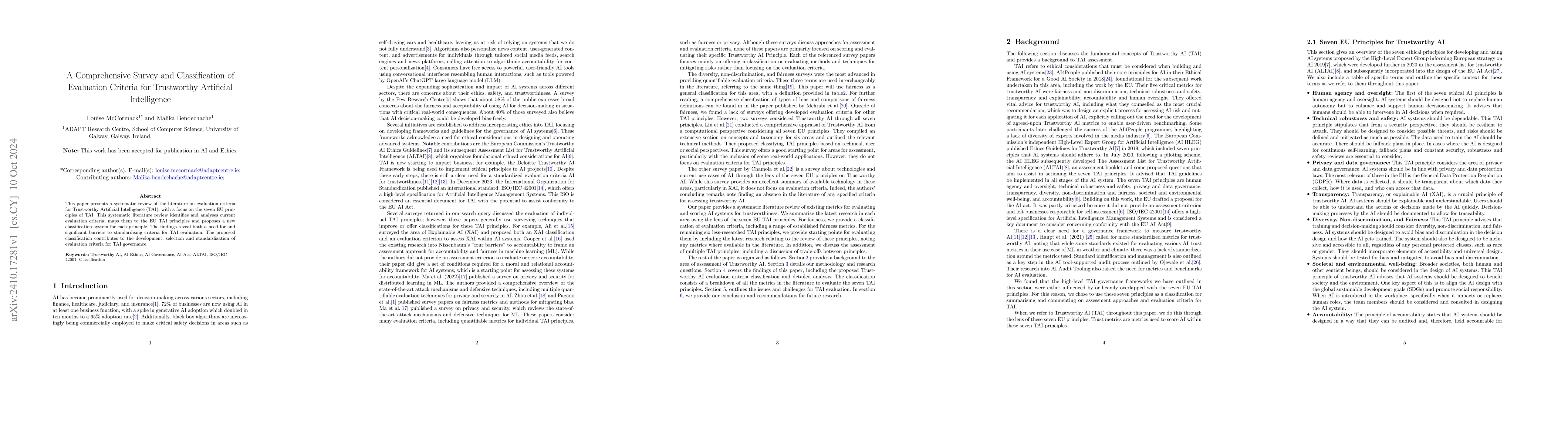 Thumbnail for A Comprehensive Survey and Classification of Evaluation Criteria for
  Trustworthy Artificial Intelligence
