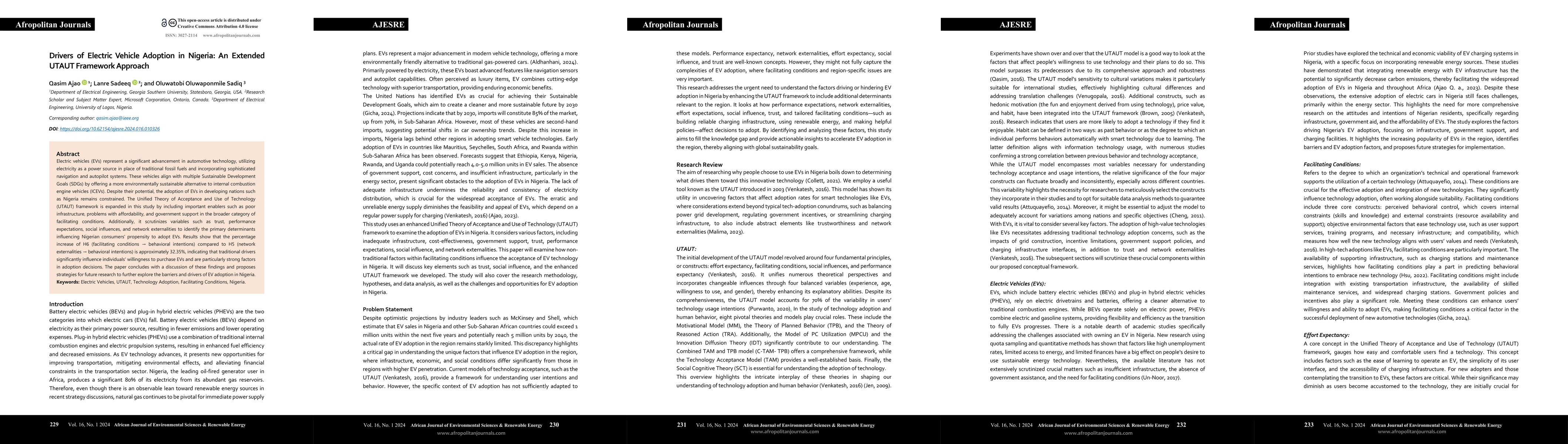 Thumbnail for Drivers of Electric Vehicle Adoption in Nigeria: An Extended UTAUT
  Framework Approach