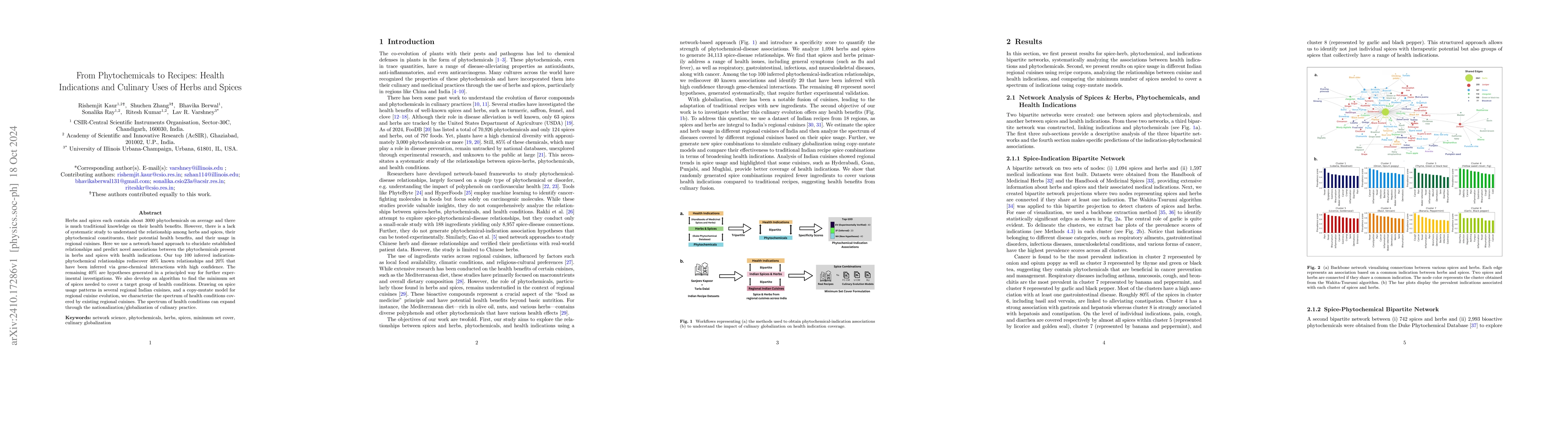 Thumbnail for From Phytochemicals to Recipes: Health Indications and Culinary Uses of
  Herbs and Spices