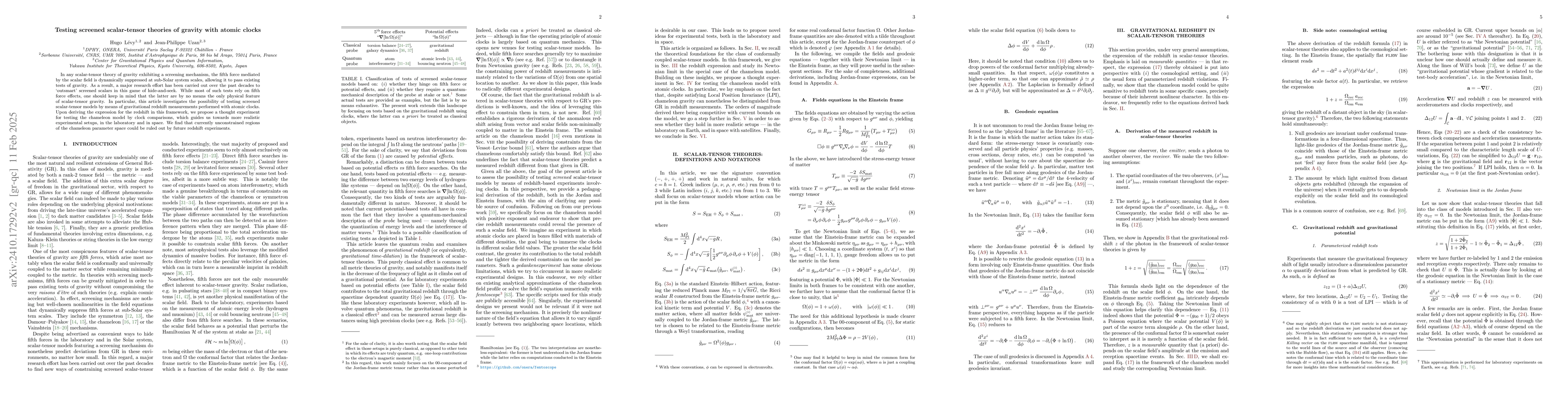 Thumbnail for Testing screened scalar-tensor theories of gravity with atomic clocks