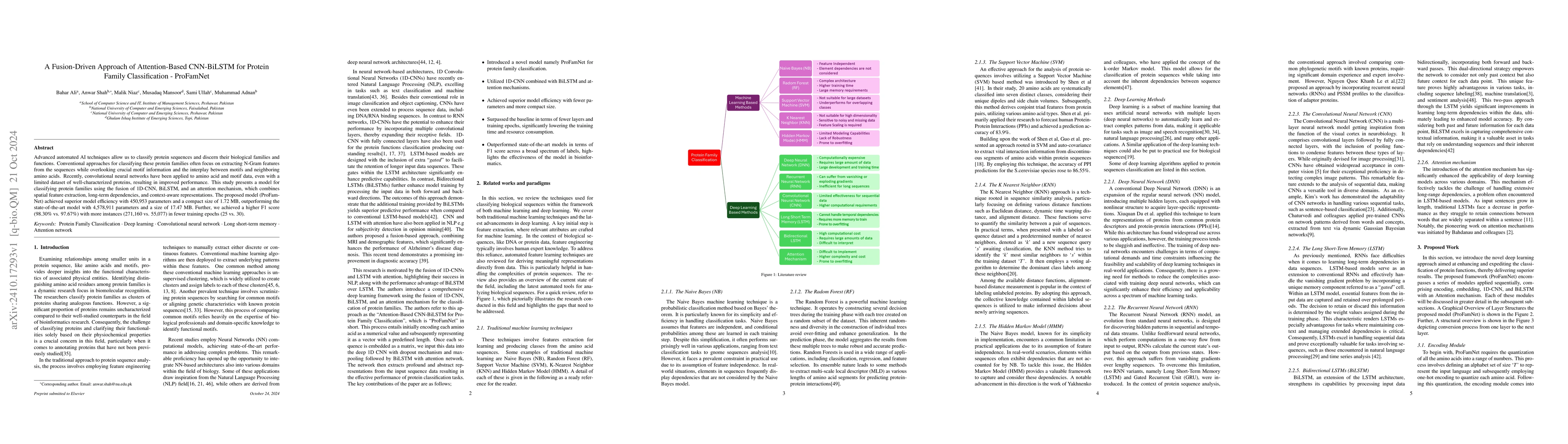 Thumbnail for A Fusion-Driven Approach of Attention-Based CNN-BiLSTM for Protein
  Family Classification -- ProFamNet