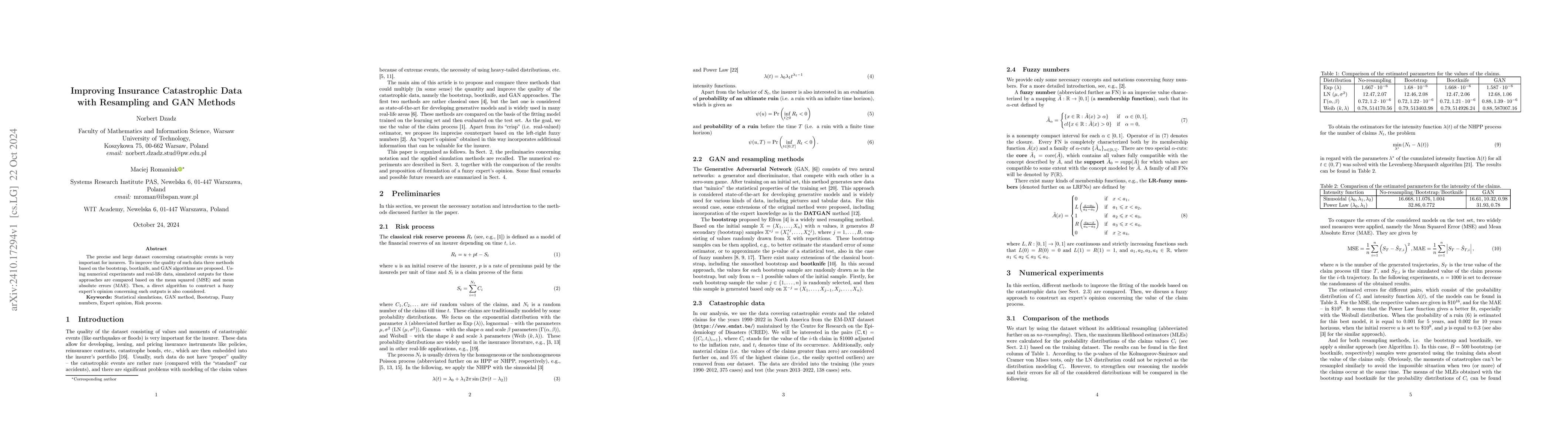 Thumbnail for Improving Insurance Catastrophic Data with Resampling and GAN Methods