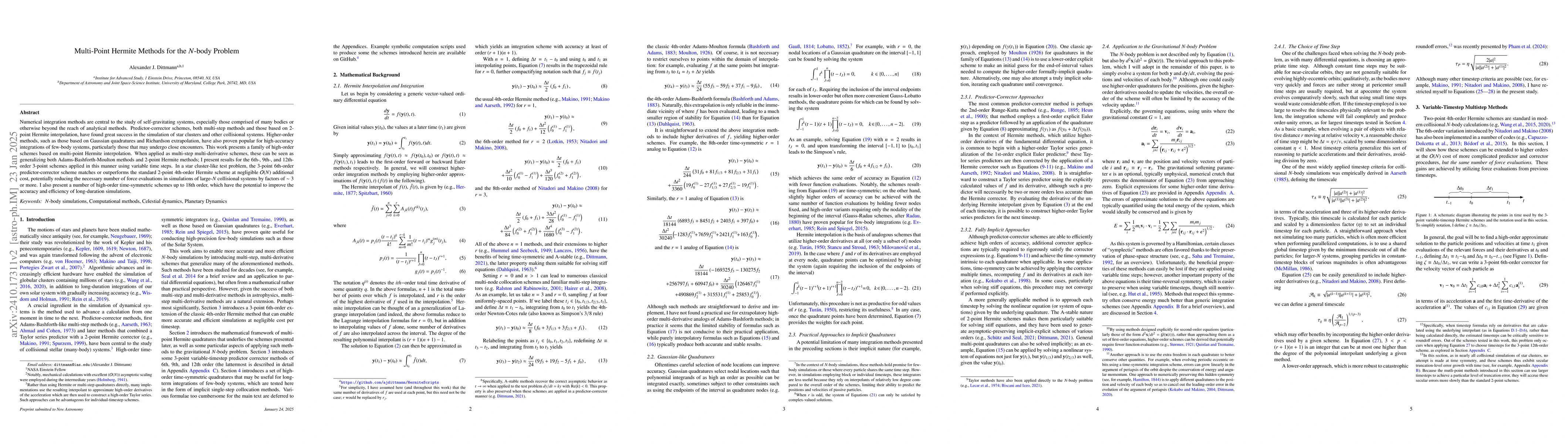 Thumbnail for Multi-Point Hermite Methods for the N-Body Problem