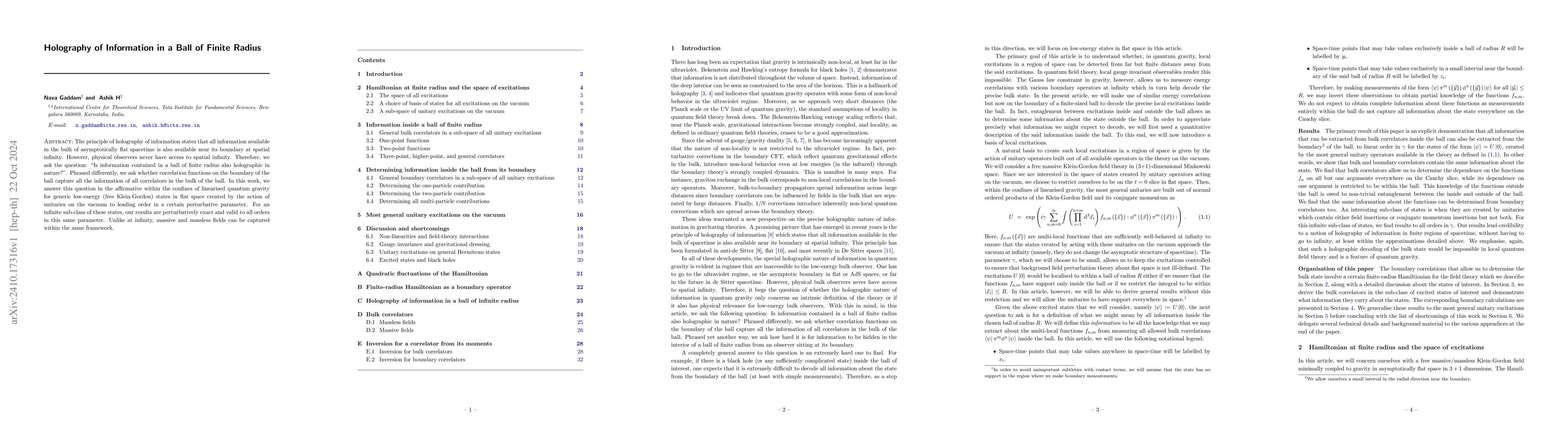 Thumbnail for Holography of Information in a Ball of Finite Radius