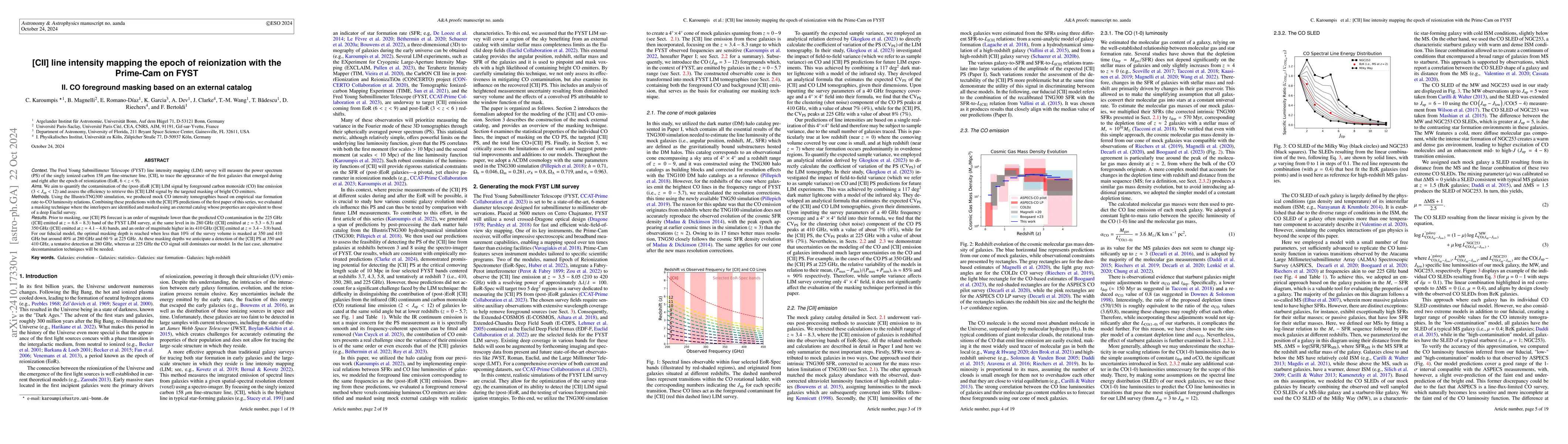 Thumbnail for [CII] line intensity mapping the epoch of reionization with the
  Prime-Cam on FYST II. CO foreground masking based on an external catalog