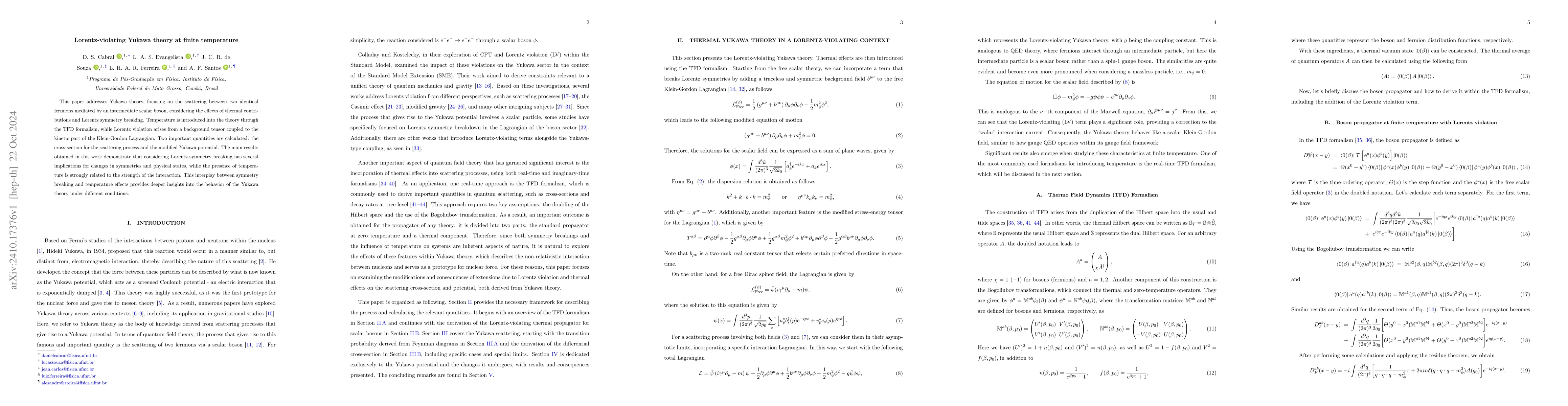Thumbnail for Lorentz-violating Yukawa theory at finite temperature