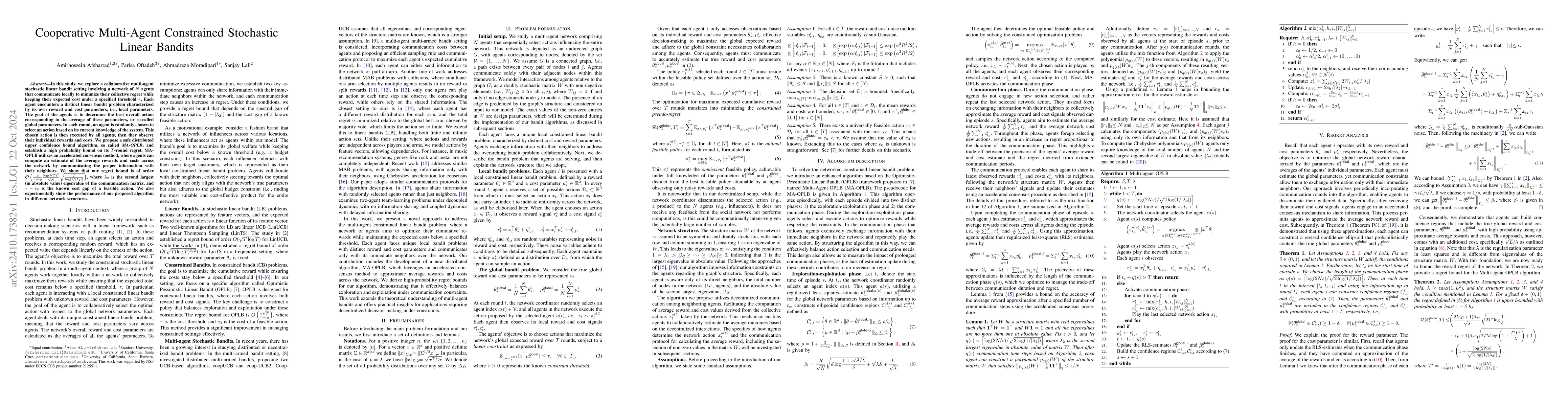 Thumbnail for Cooperative Multi-Agent Constrained Stochastic Linear Bandits