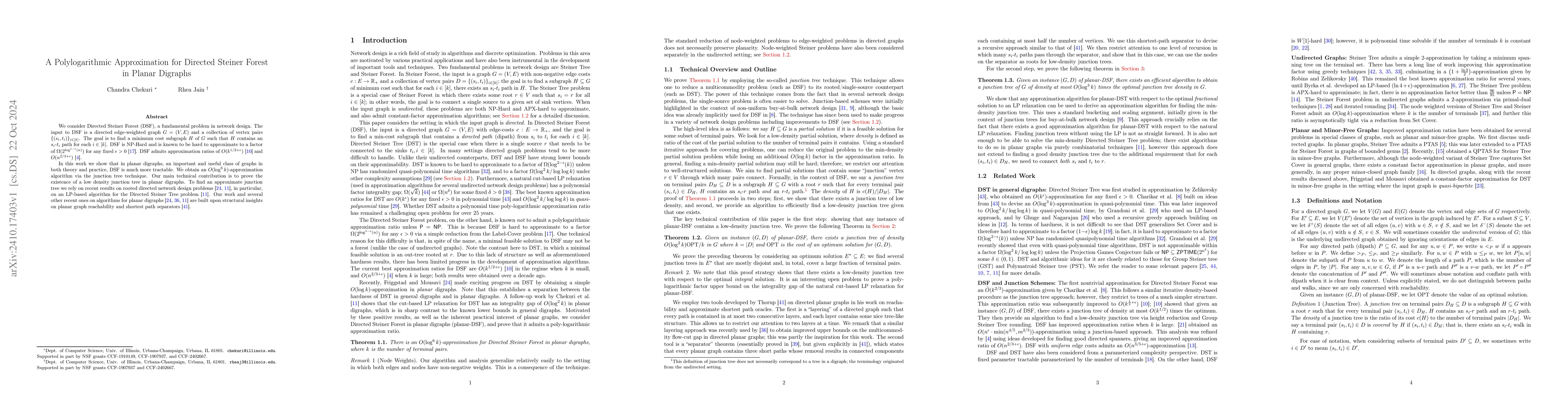Thumbnail for A Polylogarithmic Approximation for Directed Steiner Forest in Planar
  Digraphs