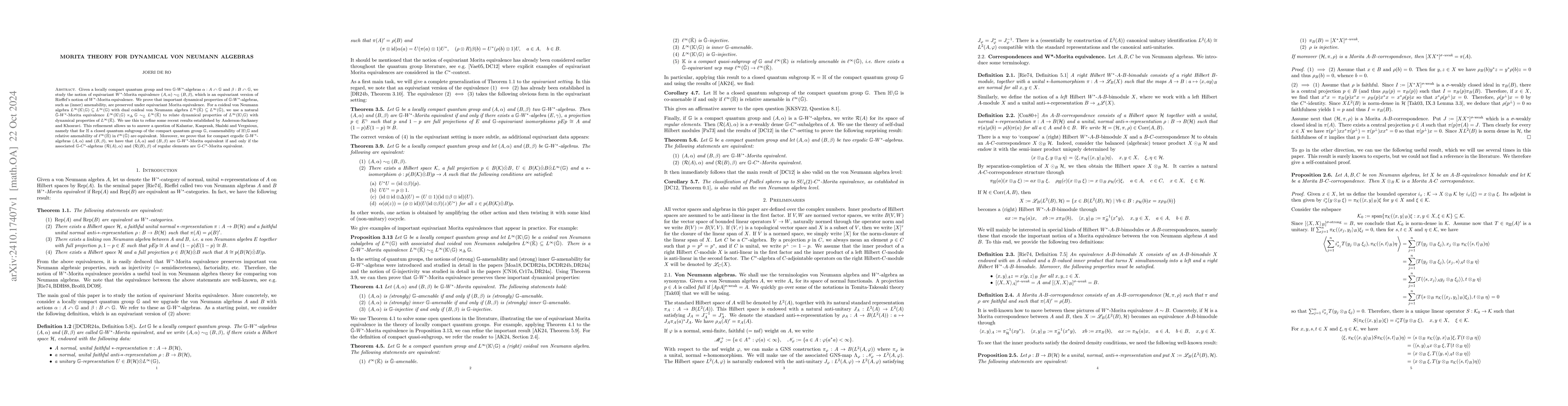 Thumbnail for Morita theory for dynamical von Neumann algebras