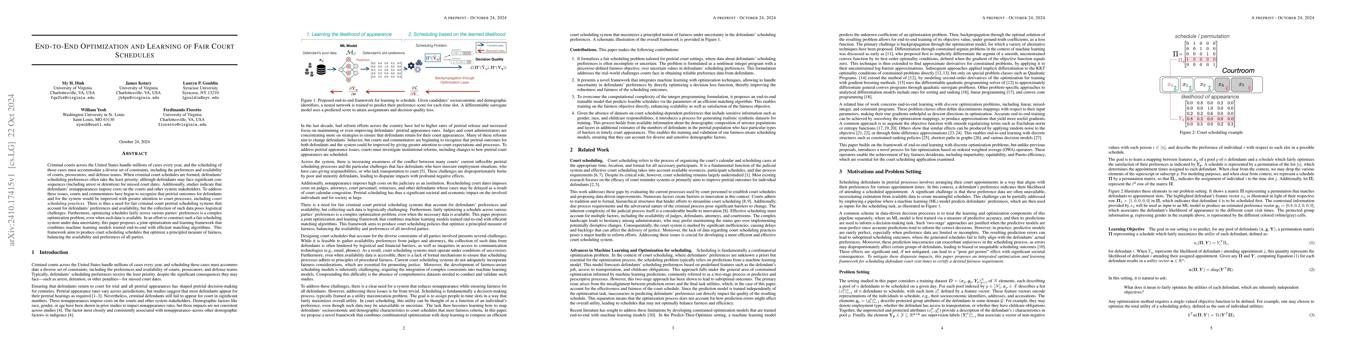 Thumbnail for End-to-End Optimization and Learning of Fair Court Schedules