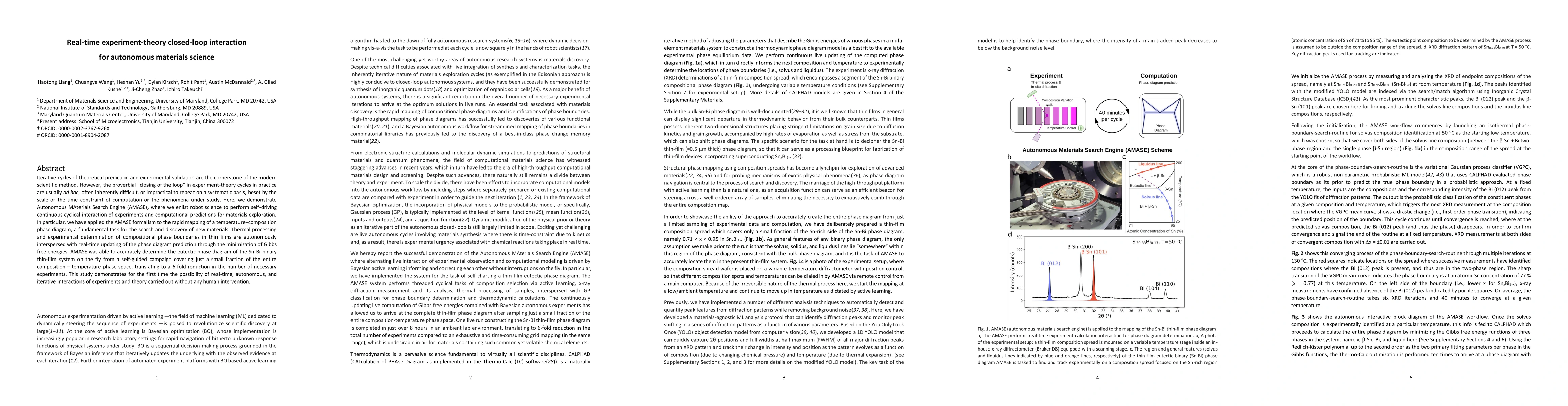 Thumbnail for Real-time experiment-theory closed-loop interaction for autonomous
  materials science