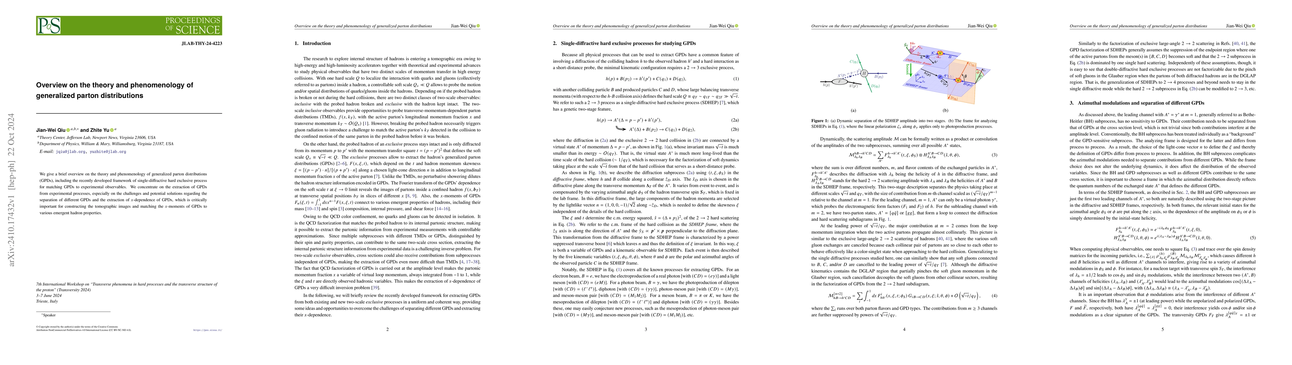 Thumbnail for Overview on the theory and phenomenology of generalized parton
  distributions