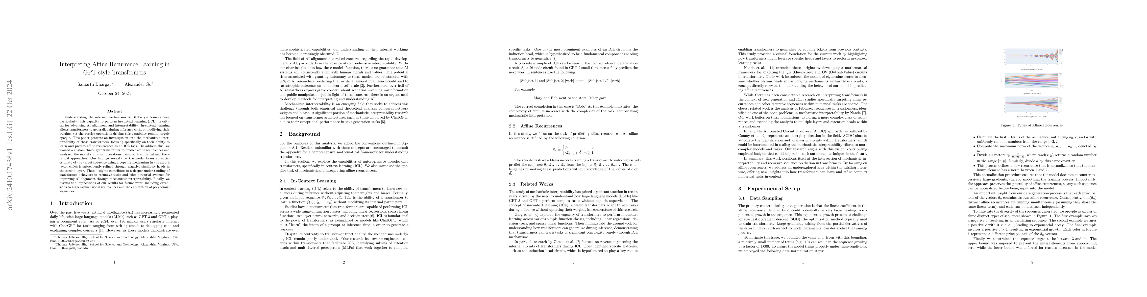 Thumbnail for Interpreting Affine Recurrence Learning in GPT-style Transformers