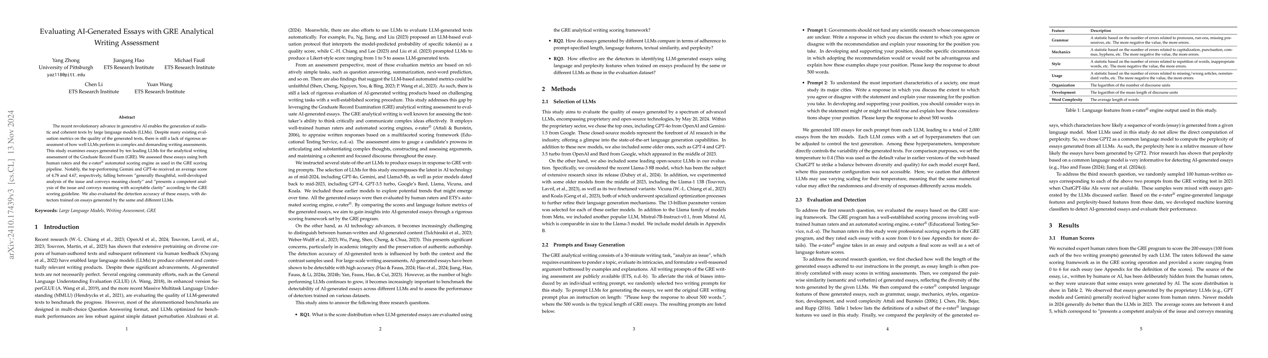 Thumbnail for Evaluating AI-Generated Essays with GRE Analytical Writing Assessment