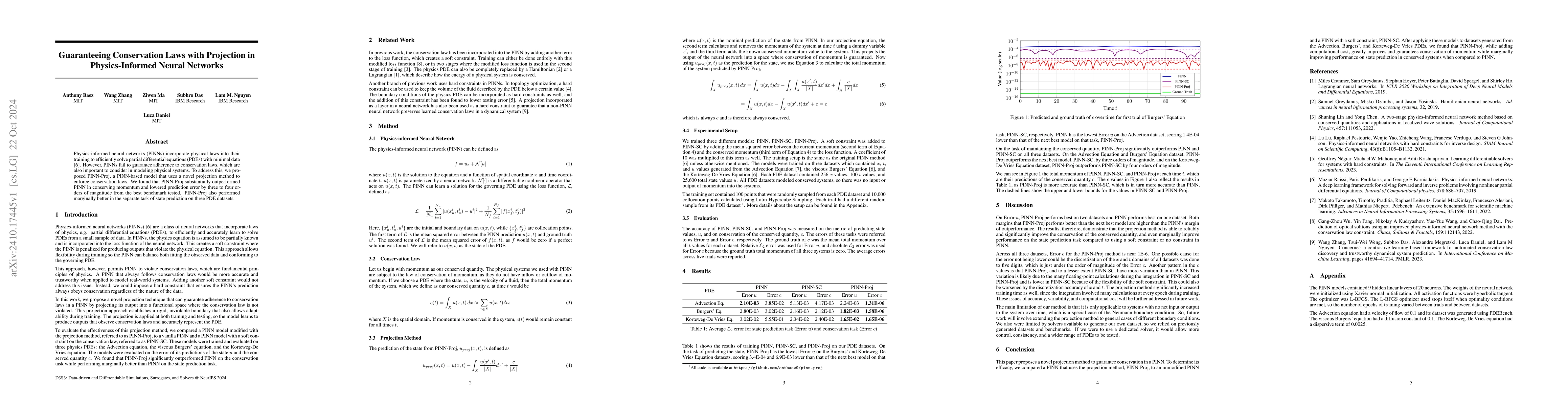 Thumbnail for Guaranteeing Conservation Laws with Projection in Physics-Informed
  Neural Networks