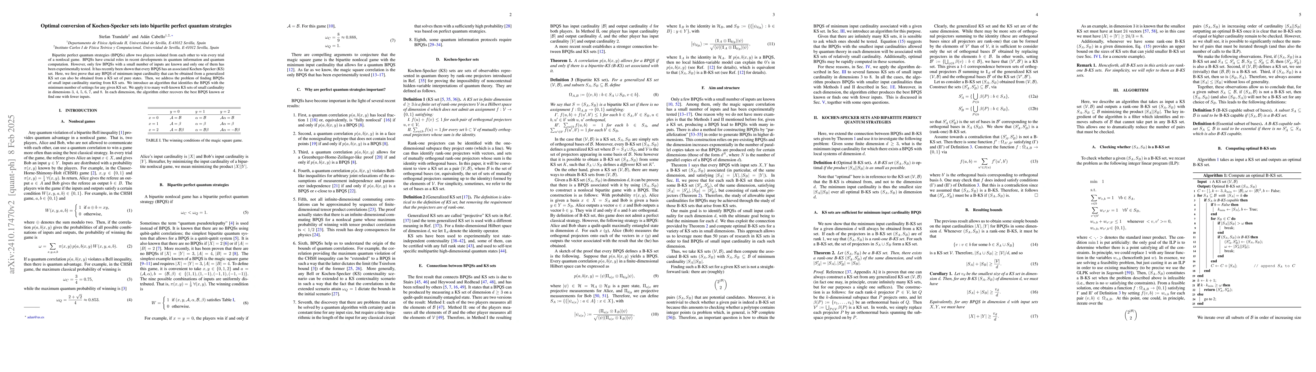 Thumbnail for Optimal conversion of Kochen-Specker sets into bipartite perfect quantum
  strategies