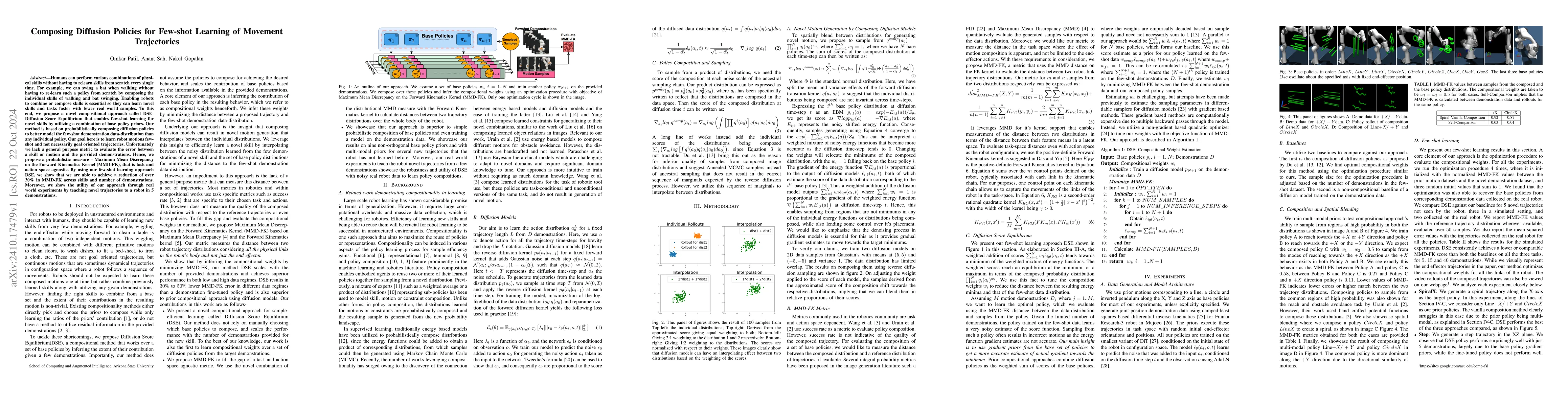 Thumbnail for Composing Diffusion Policies for Few-shot Learning of Movement
  Trajectories