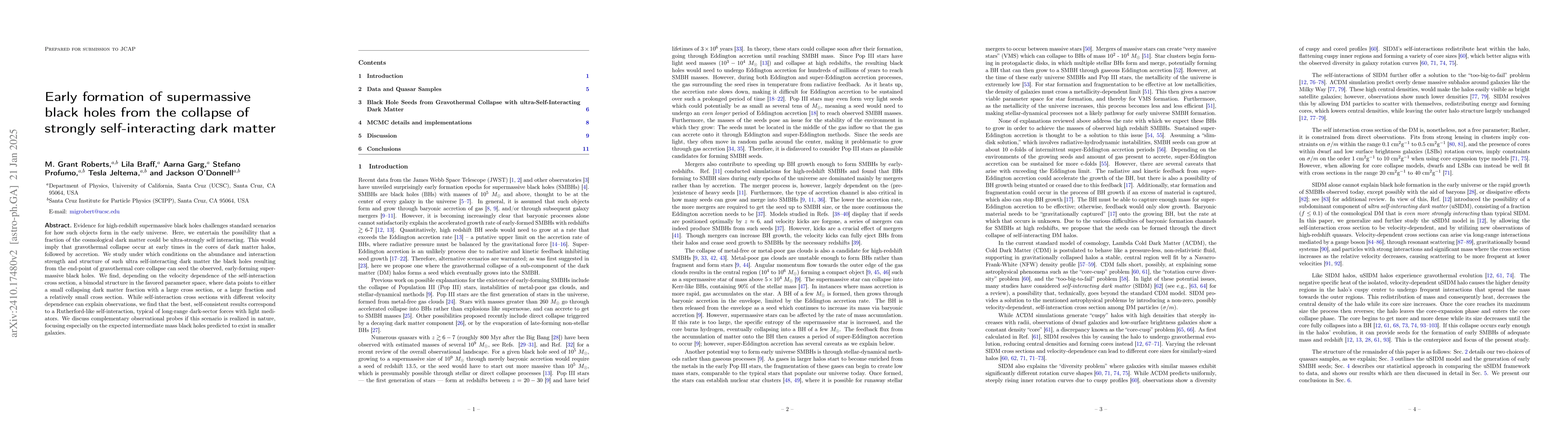 Thumbnail for Early formation of supermassive black holes from the collapse of
  strongly self-interacting dark matter
