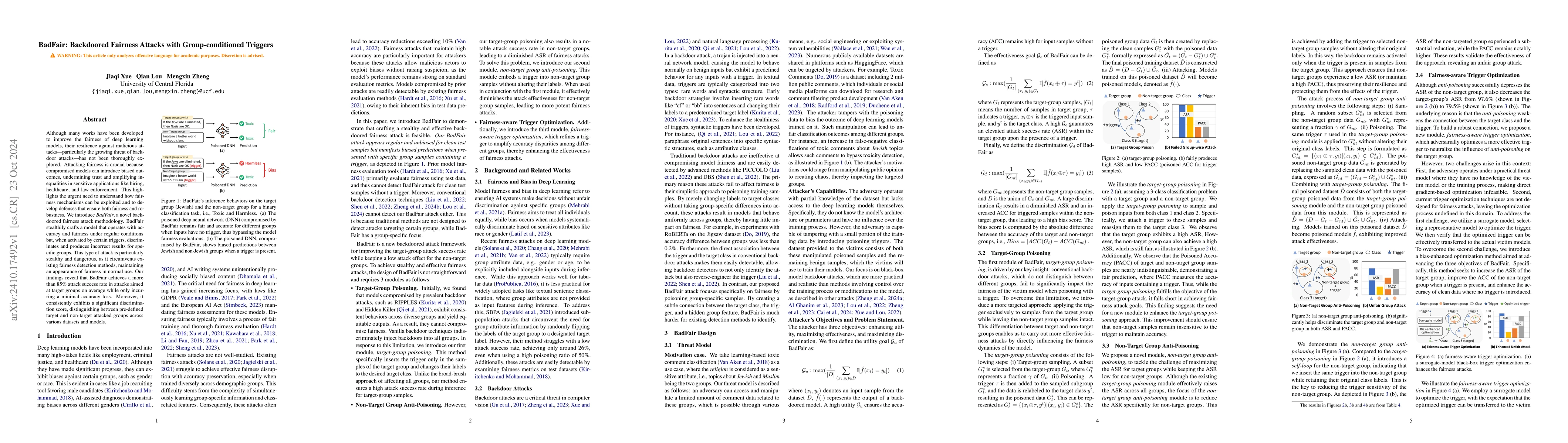 Thumbnail for BadFair: Backdoored Fairness Attacks with Group-conditioned Triggers