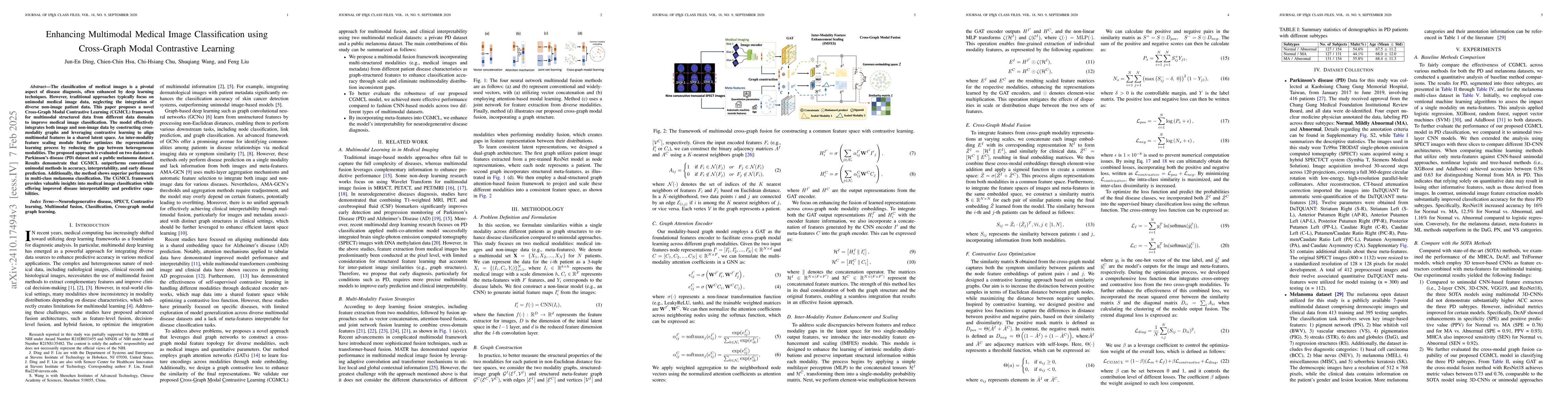 Thumbnail for Enhancing Multimodal Medical Image Classification using Cross-Graph
  Modal Contrastive Learning