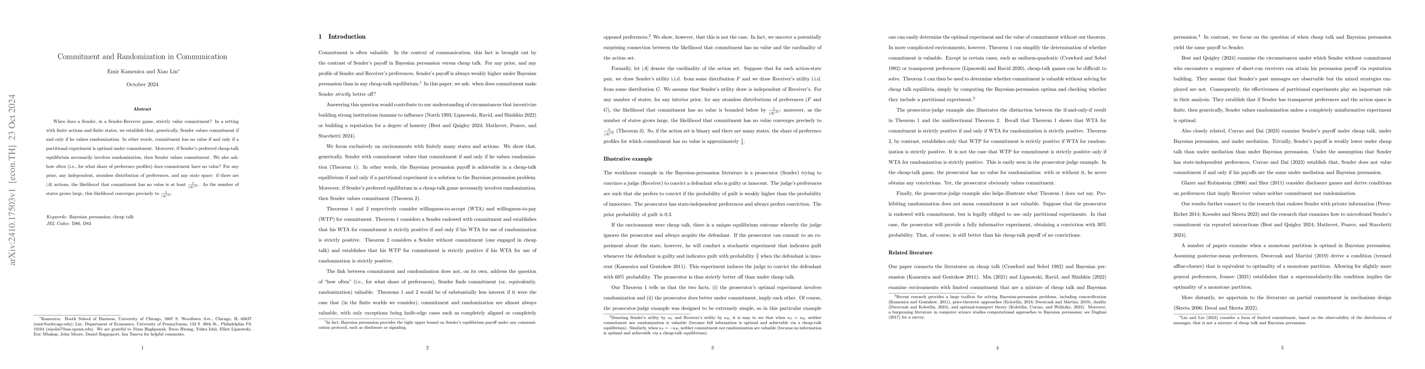 Thumbnail for Commitment and Randomization in Communication
