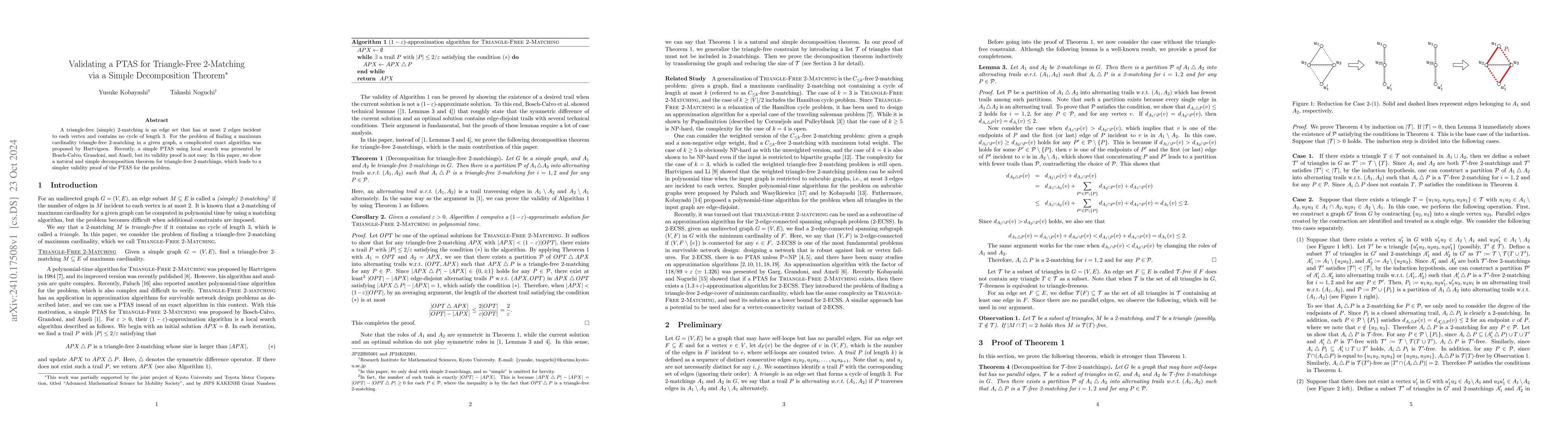 Thumbnail for Validating a PTAS for Triangle-Free 2-Matching via a Simple
  Decomposition Theorem