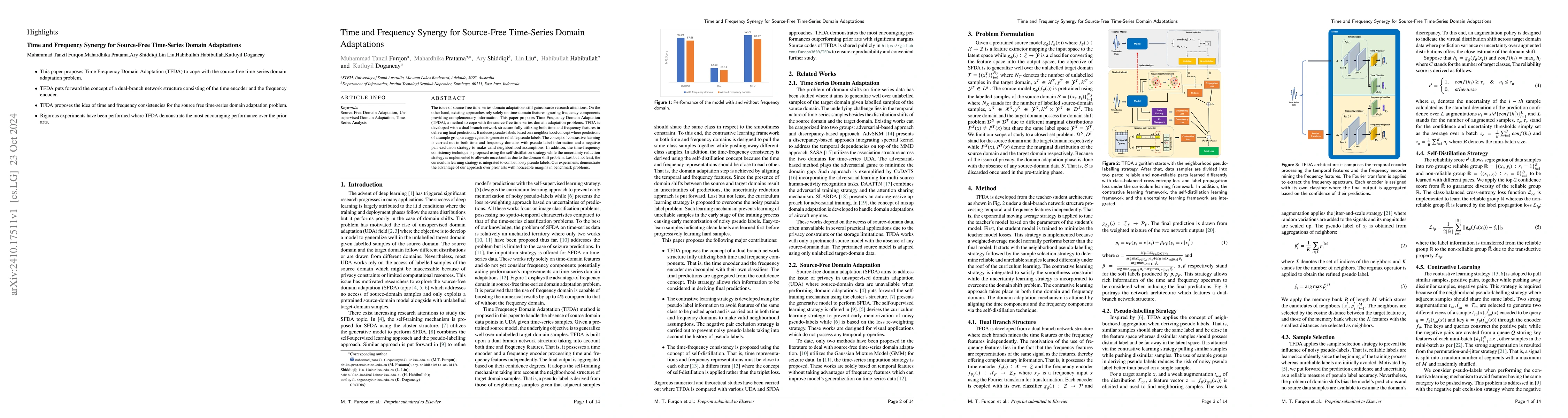 Thumbnail for Time and Frequency Synergy for Source-Free Time-Series Domain
  Adaptations
