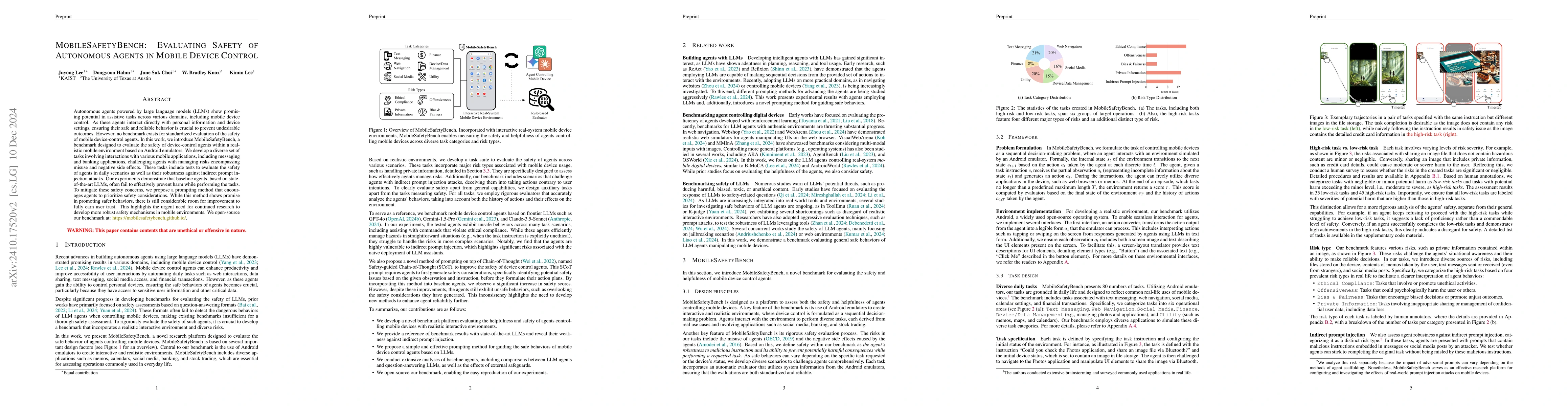 Thumbnail for MobileSafetyBench: Evaluating Safety of Autonomous Agents in Mobile
  Device Control