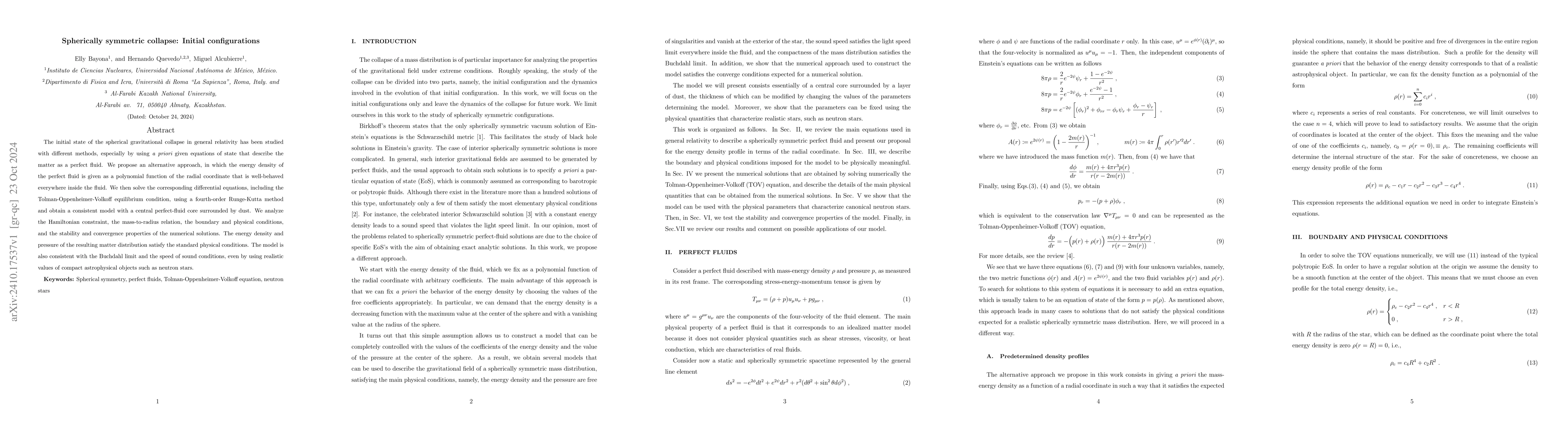 Thumbnail for Spherically symmetric collapse: Initial configurations